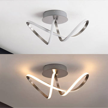 Chantelle 19.5" Modern Minimalist Aluminum Loop Integrated LED Semi Flush Mount - JONATHAN Y